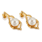 Uma Geometric Pearl Earrings — view 4