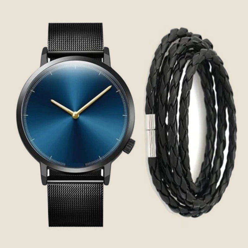 Montre cadran soleillé bracelet milanais Blu — vue 8