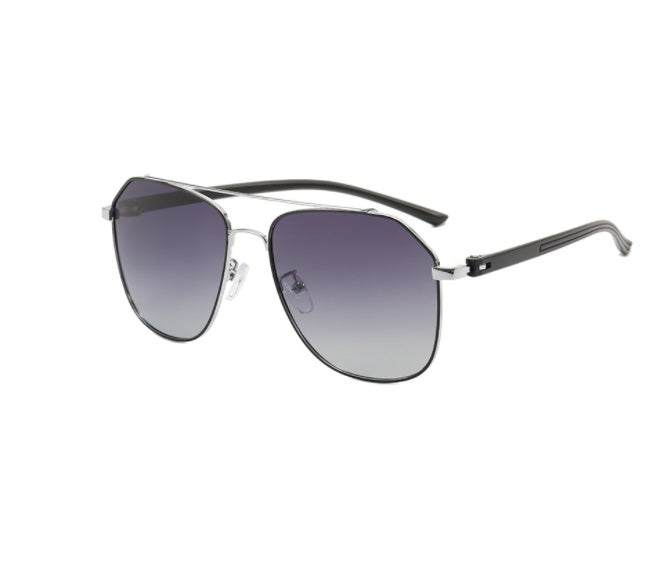 Bram Double-Bridge Aviator Sunglasses — view 4