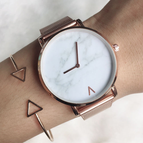 Montre cadran marbre bracelet milanais Marmo, vue 1