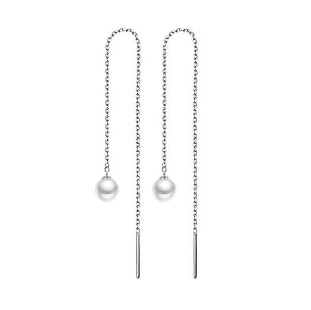 Alma Pearl Threader Earrings — view 3