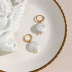 Ella Pearl Disc Earrings — view 5