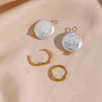 Ella Pearl Disc Earrings — view 6