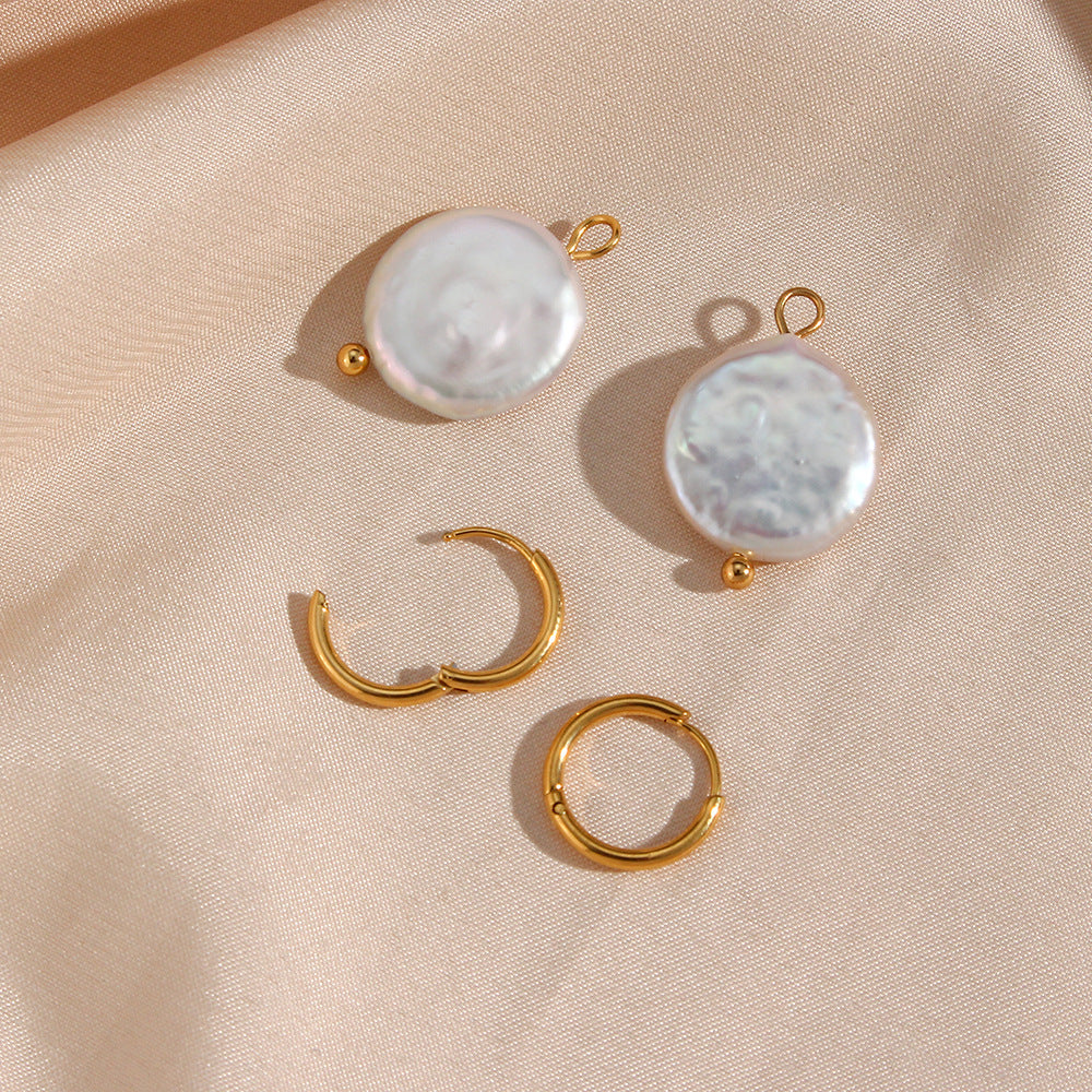 Ella Pearl Disc Earrings — view 6