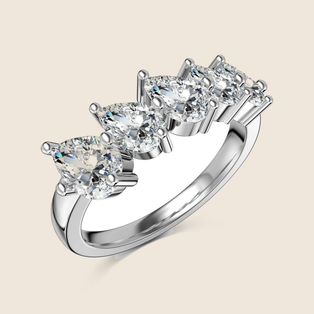 Beatrice Pear Row Ring — view 1