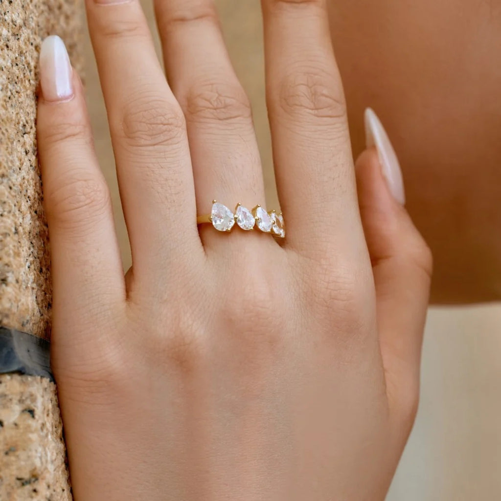 Beatrice Pear Row Ring — view 5