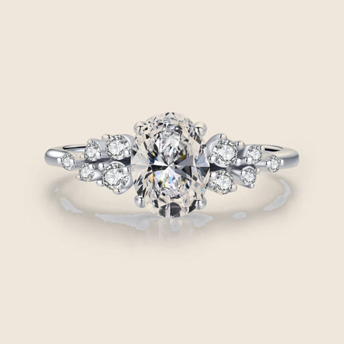 Ovaler Cluster-Ring Celeste — Ansicht 1