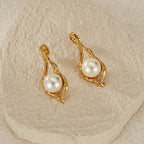 Uma Geometric Pearl Earrings — view 2