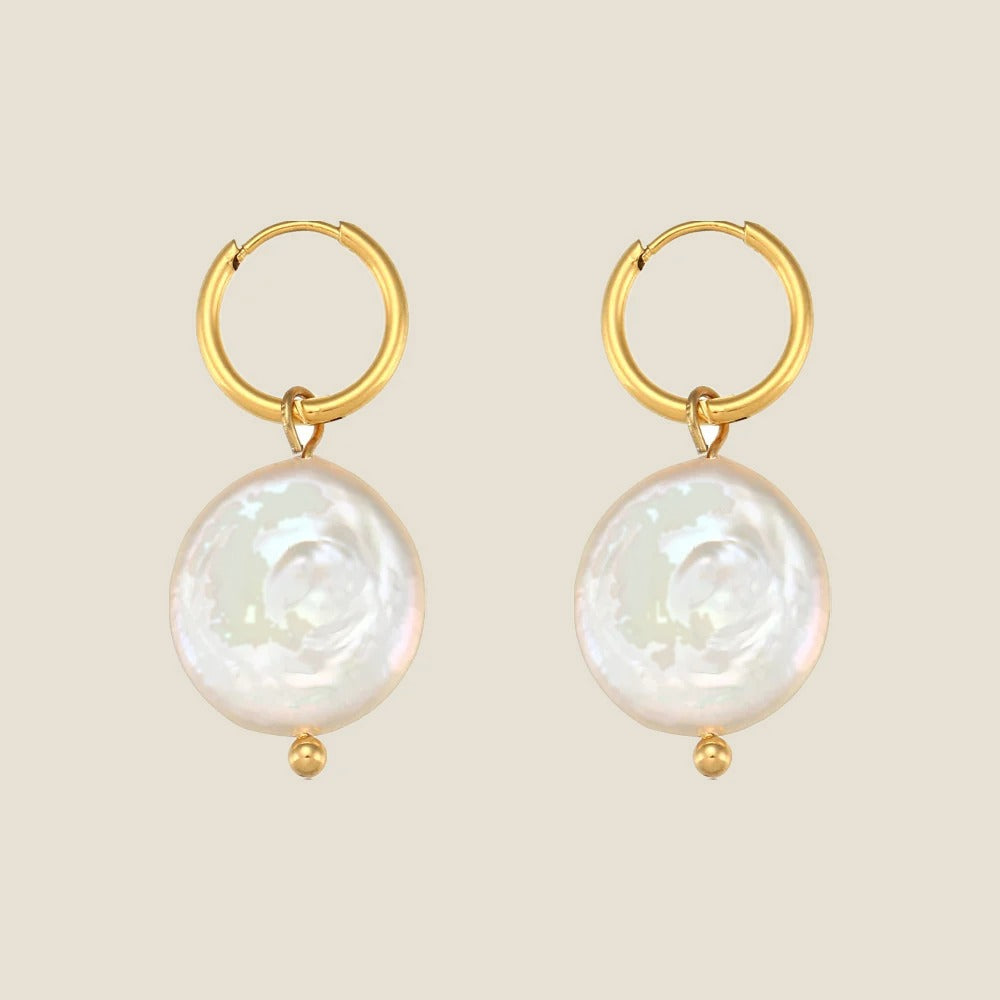 Boucles d'oreilles disque et perle Ella — vue 3