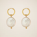 Ella Pearl Disc Earrings — view 1