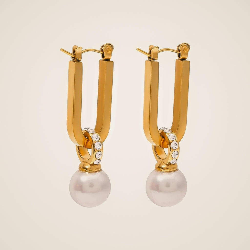Lia Pearl & Zircon Stud Earrings — view 1