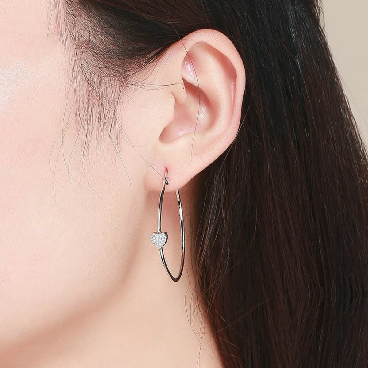 Lucia Heart Pavé Hoops — view 5