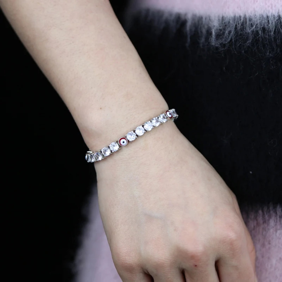 Myrto Blue Eye Tennis Bracelet — view 7