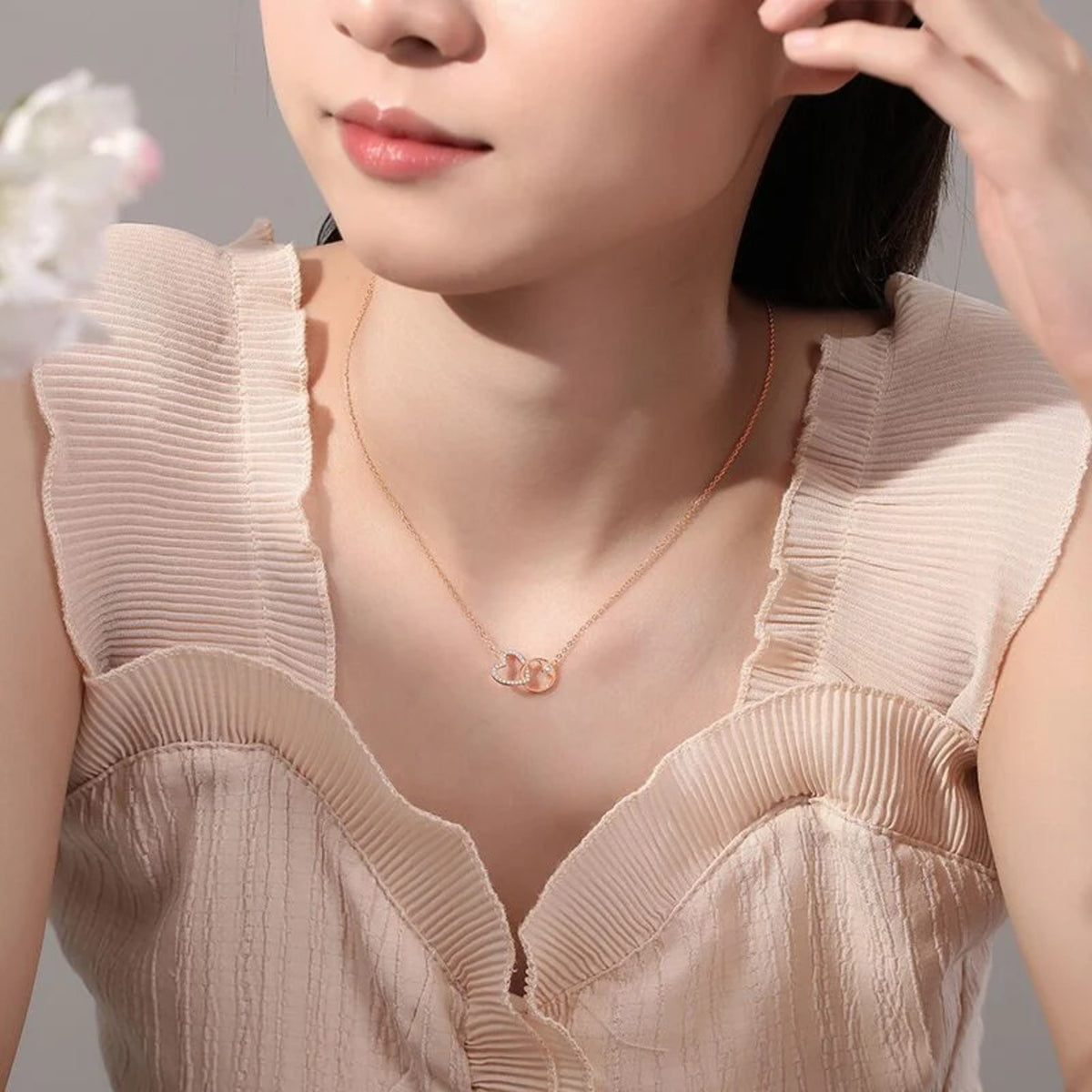 Nicoletta Interlocked Hearts Necklace — view 5