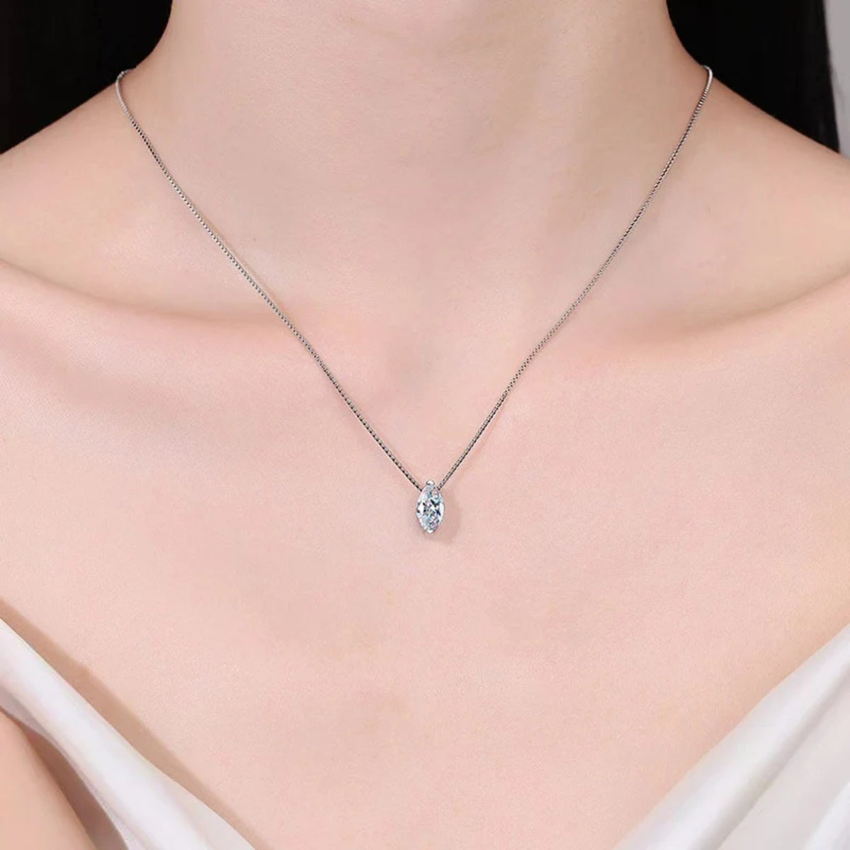 Perla Marquise Solitaire Necklace — view 4