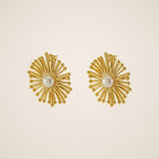 Rina Flower Pearl Stud Earrings — view 1