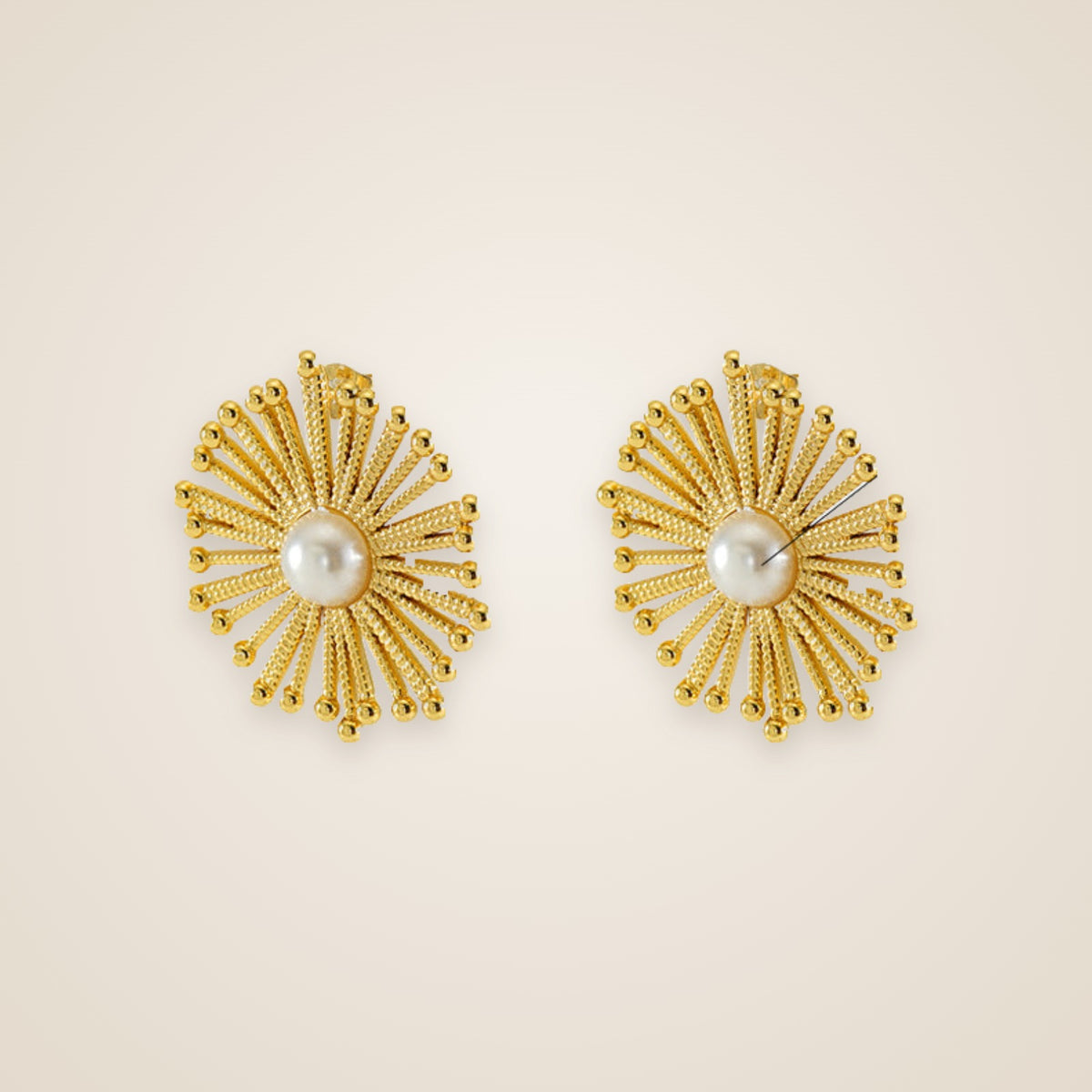 Rina Flower Pearl Stud Earrings — view 4