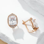Simona Emerald-Cut Halo Earrings — view 4